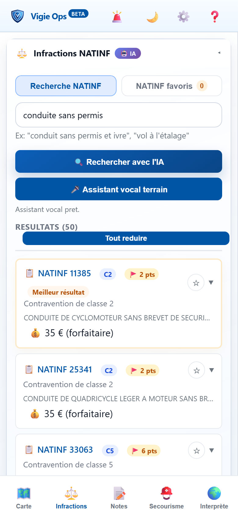 Recherche NATINF par IA